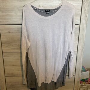 Ania Layered Long Sleeve Top in Cream and Gray